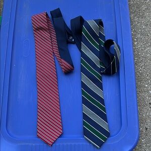 Tommy Hilfiger Red and Navy Striped Ties- Lot of 2.